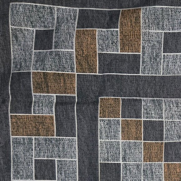 Vintage Gray, Blue & Brown Polyester Large Square Neck Scarf with Square Design - Picture 3 of 3